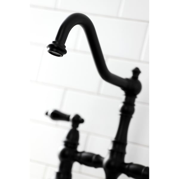 KS3270PKLBS Duchess Bridge Kitchen Faucet W/ Brass Sprayer,Matte Black